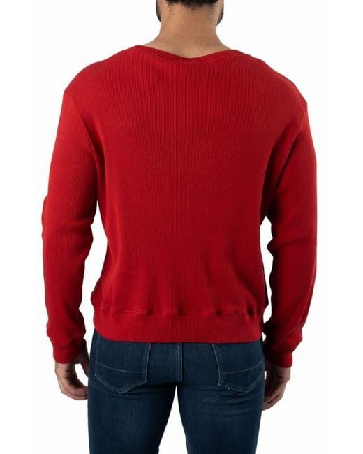 Jared Lang Red Ribbed Crewneck Sweater for men