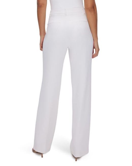 GOOD AMERICAN White Luxe Suiting Column Wide Leg Trousers