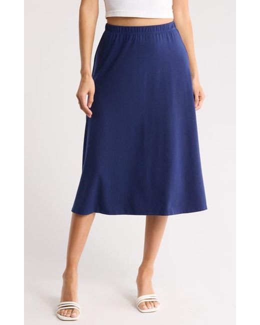 Go Couture Blue Flared Midi Skirt