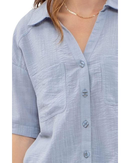 Blu Pepper Blue Gauze Short Sleeve Button-down Shirt