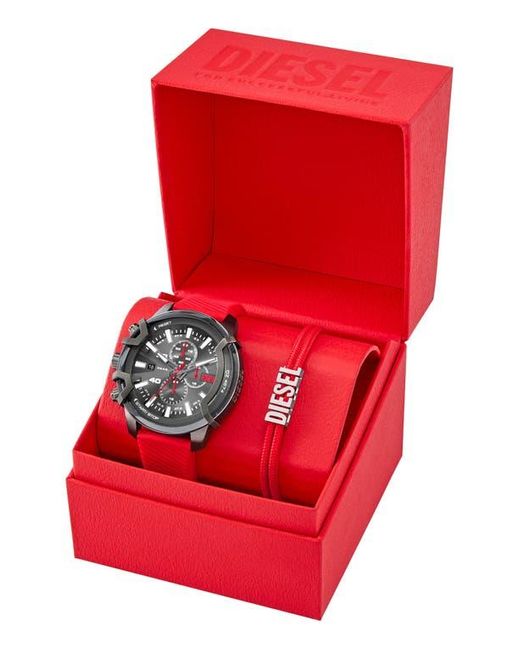 DIESEL Griffed Chronograph Silicone Strap Watch, 48Mm in Red for Men | Lyst