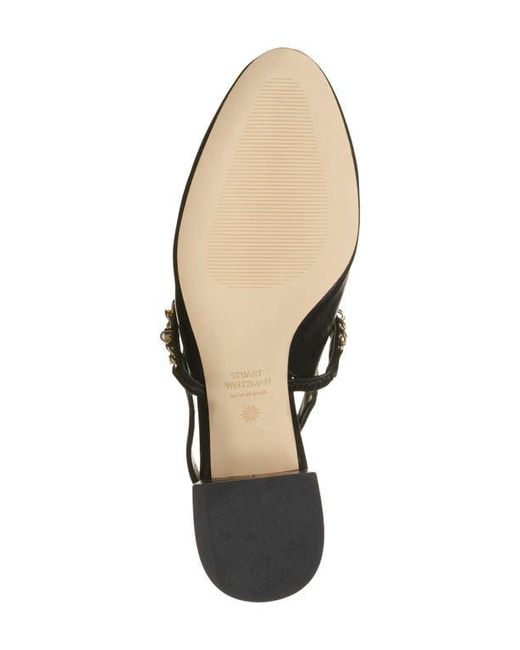 Stuart Weitzman Black Pearl Chain Slingback Strap
