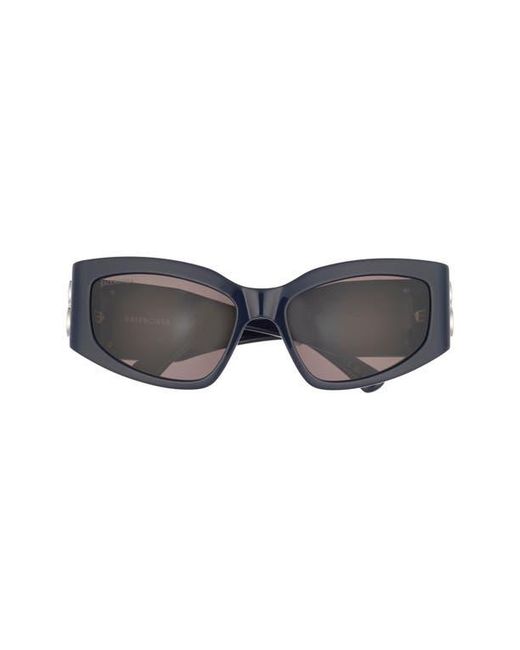 Balenciaga Gray 57Mm Rectangular Sunglasses