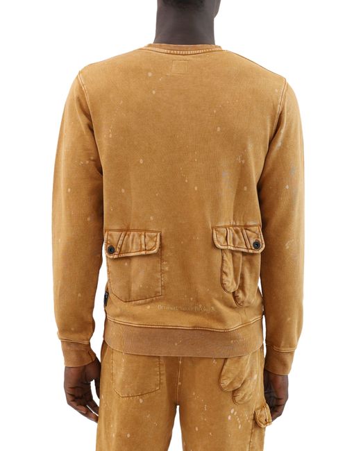 PRPS Brown Bourn Appliqué Cotton Graphic Cargo Sweatshirt for men