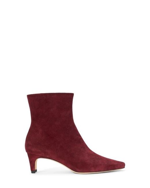 Staud Red Leather Square-Toe Demi Booties