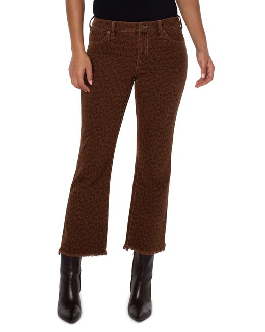 Liverpool Los Angeles Brown Hannah Frayed Crop Flare Jeans