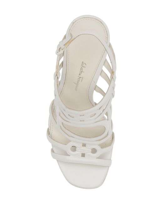 Ferragamo White Florenza Block Heel Sandal