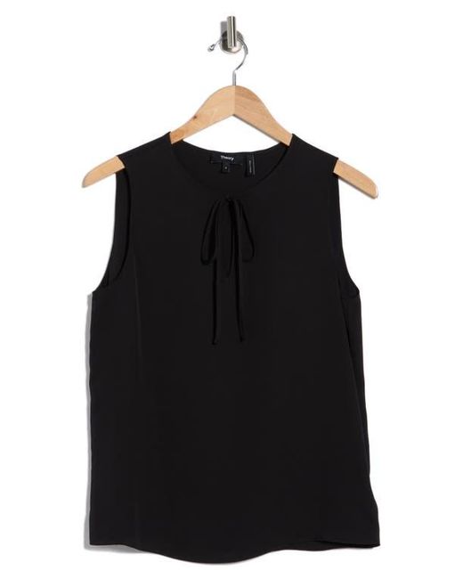 Theory Black Split Neck Silk Shell