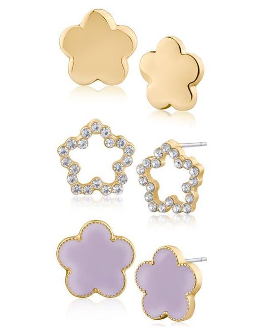 Jardin White Set Of 3 Clover Stud Earrings