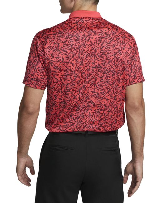 Nike Red Dri-fit Victory+ Tee Print Performance Golf Polo for men