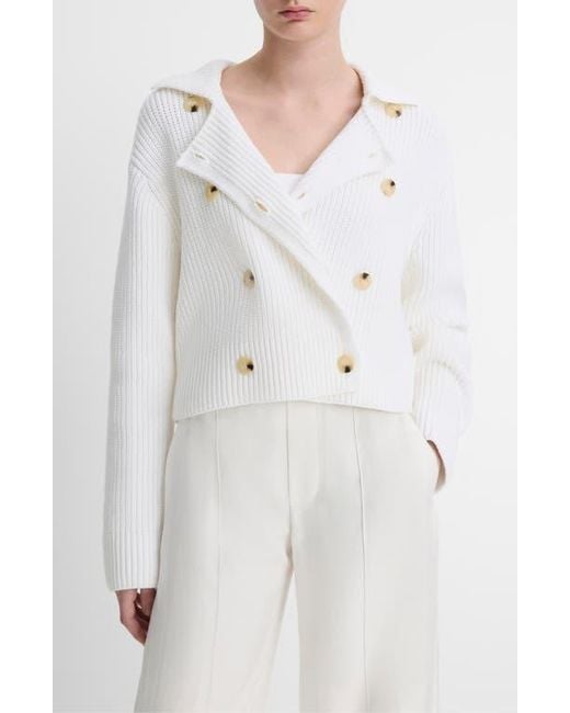 Vince White Double Breasted Sweater Jacket