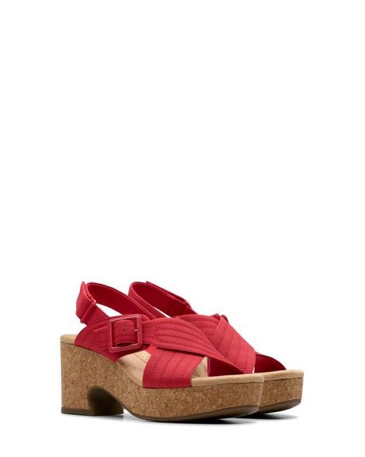 Clarks Red Nerisa Slingback Platform Sandal