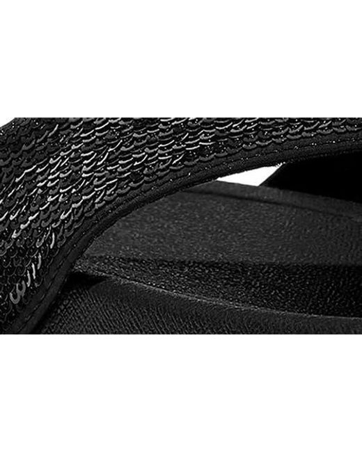 Fitflop Black Surfa Sequin Post Toe Sandal