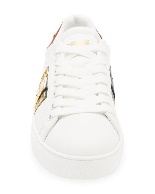 Roberto Cavalli Metallic Logo Hardware Low Top Sneaker