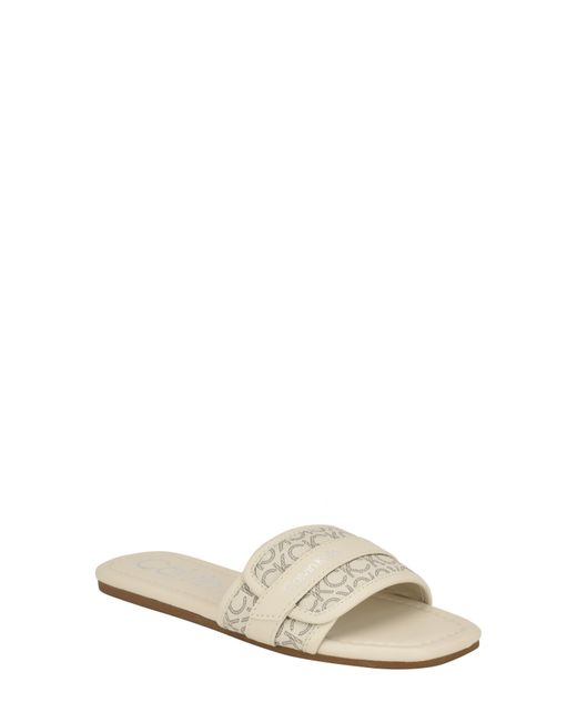 Calvin Klein White Bonica Flat Sandal