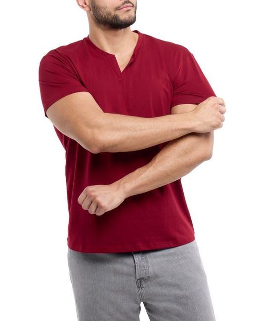 Xray Jeans Red Split Neck Cotton T-Shirt for men