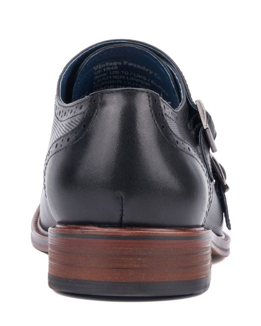 Vintage Foundry Black Morgan Monk Strap Leather Loafer for men