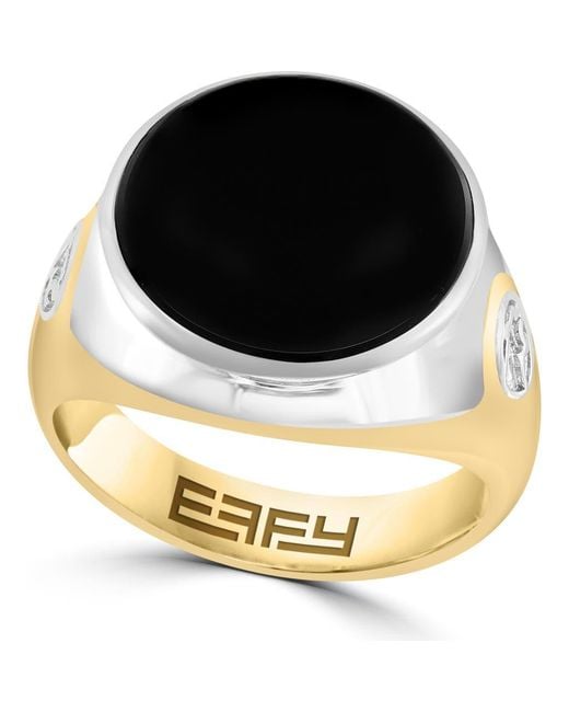 Effy Metallic Round Onyx Ring for men