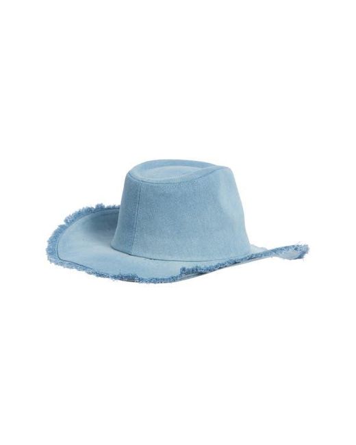 David & Young Blue Frayed Denim Cowboy Hat