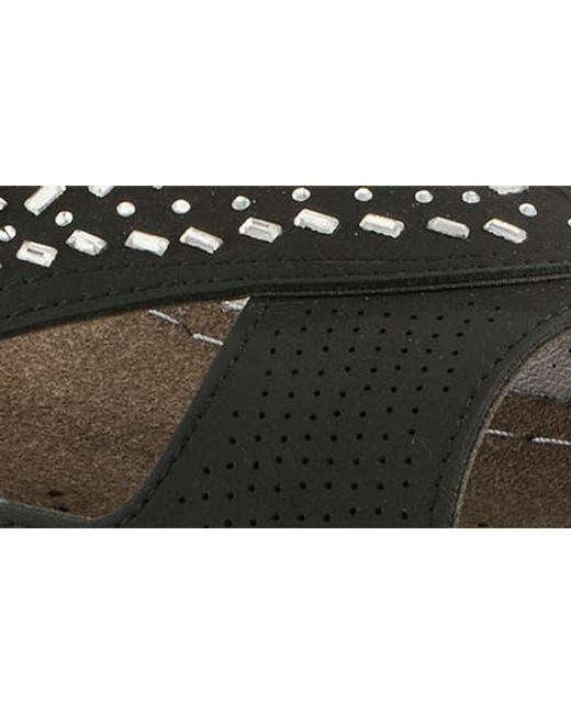 Flexus by Spring Step Black Rhinestone Wedge Slide Sandal