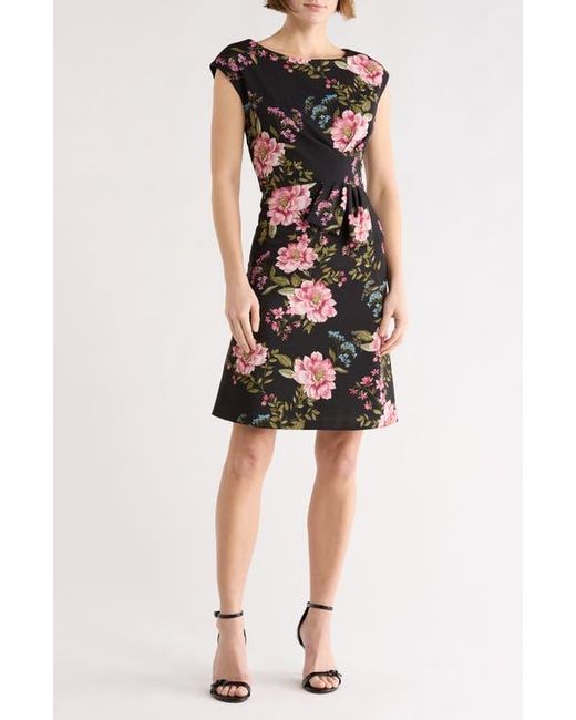 Jordan Faux Robe Julia Jordan Boat Neck Faux Wrap A-Line Dress in Black | Lyst