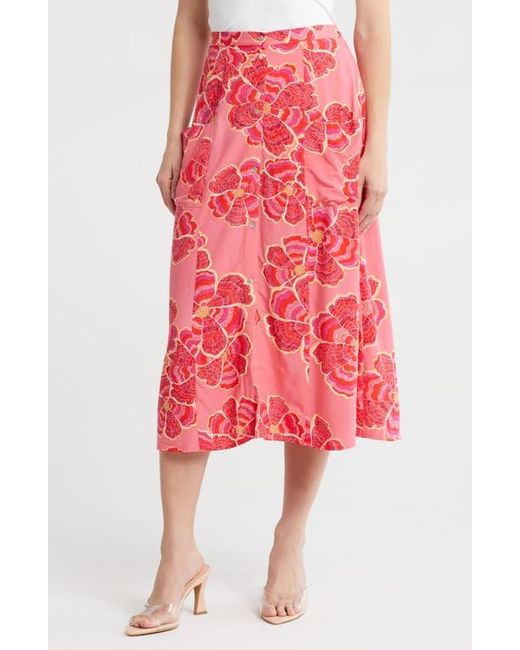 DR2 by Daniel Rainn Red Daniel Rainn Floral Midi Skirt