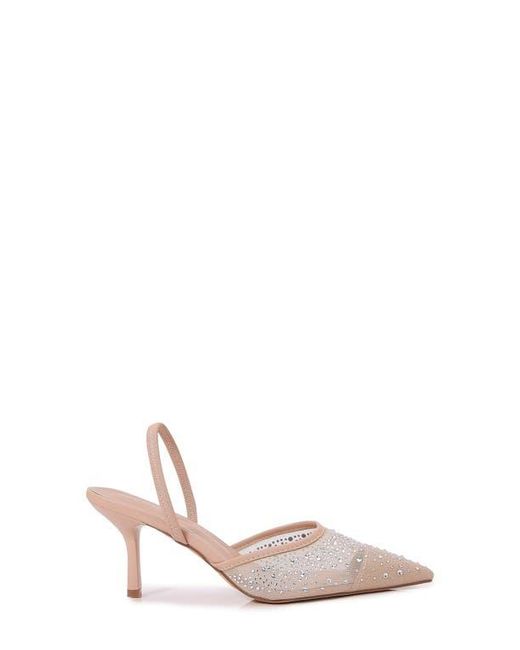 BERNESS Natural Cara Rhinestone Mesh Pump
