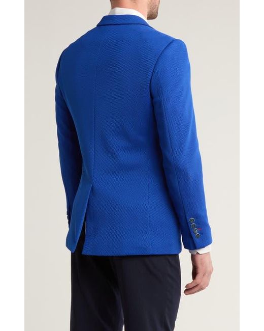 T.R. Premium Blue Slim Fit Knit Fashion Blazer for men