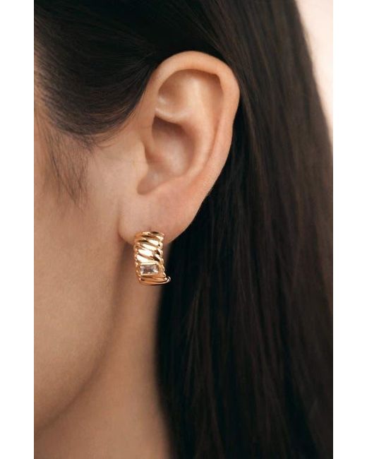 Ettika Metallic Textured Half Hoop Earrings