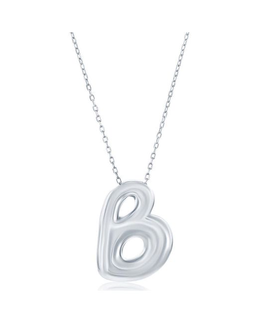 Simona White Bubble Initial Pendant Necklace