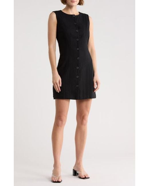 Leith Black Linen Blend Minidress