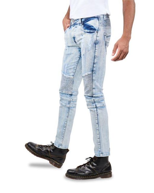 Xray Jeans Blue Stretch Mid Rise Skinny Moto Jeans for men