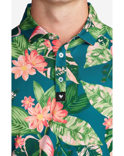 BAD BIRDIE Green Floral Performance Golf Polo At Nordstrom for men