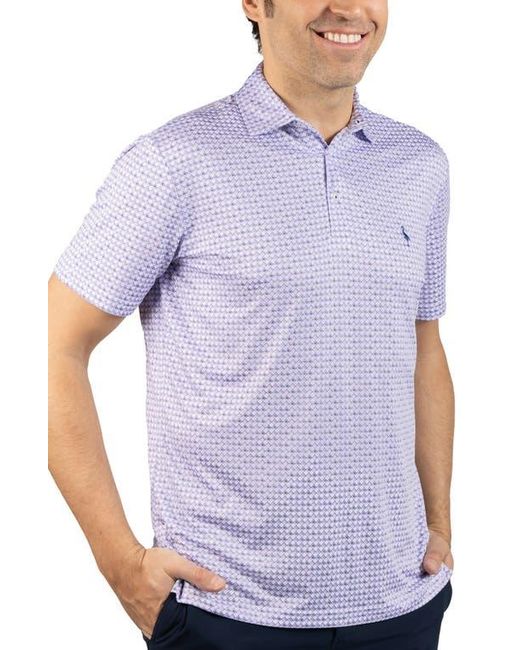 Tailorbyrd Blue Nested Diamond Print Performance Polo for men