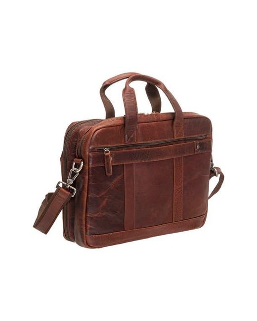 Mancini Brown Double Compartment Leather Briefcase for men