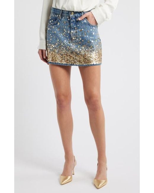 FRAME Blue The Champagne Denim Miniskirt