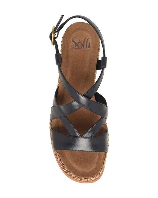 Söfft Black Devyn Slingback Espadrille Platform Wedge Sandal