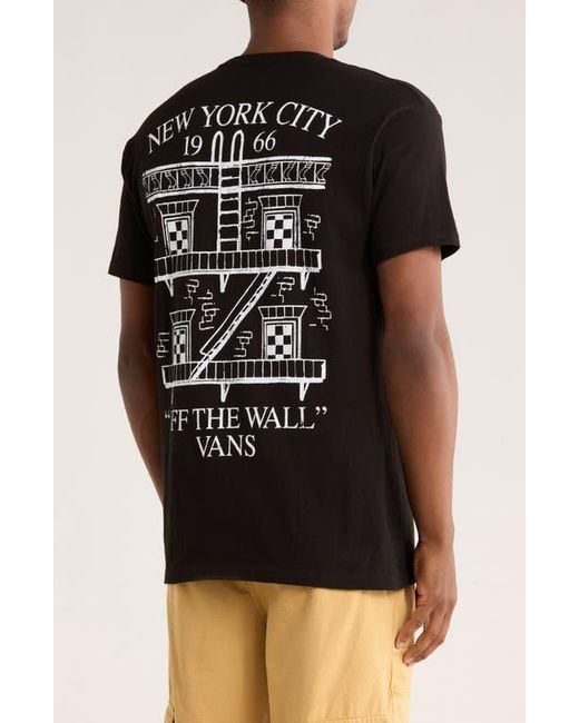 Vans Black Nyc Fire Escape Logo Graphic T-Shirt for men