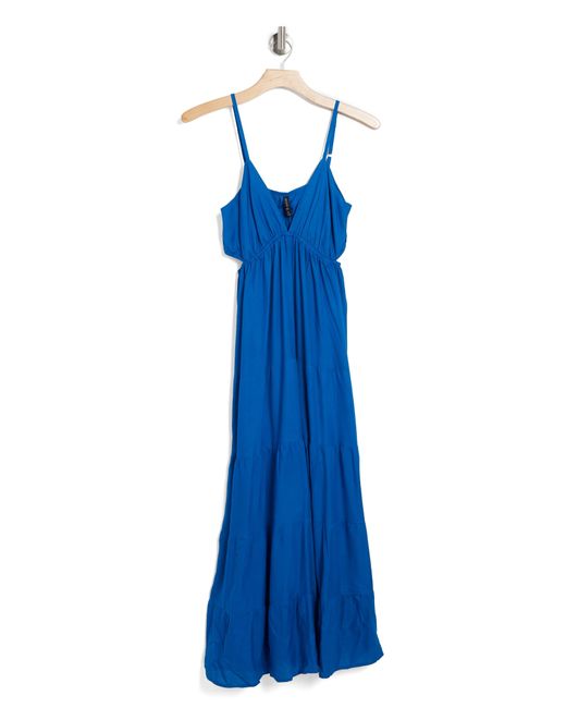 Boho Me Blue Cutout Tiered Midi Dress