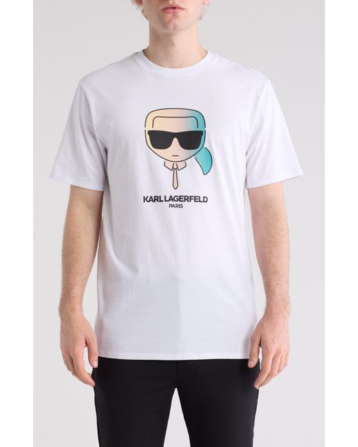 Karl Lagerfeld White Karl Character Cotton Graphic T-shirt for men