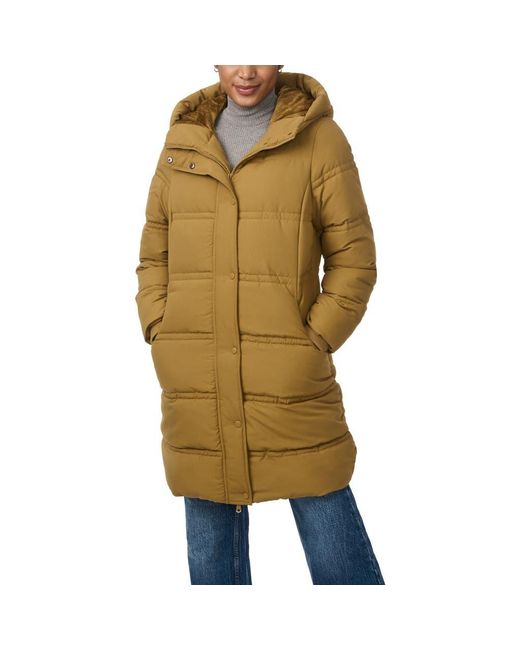 Bernardo Women's Metallic Minimalist Double Needle Stitched Puffer Coat