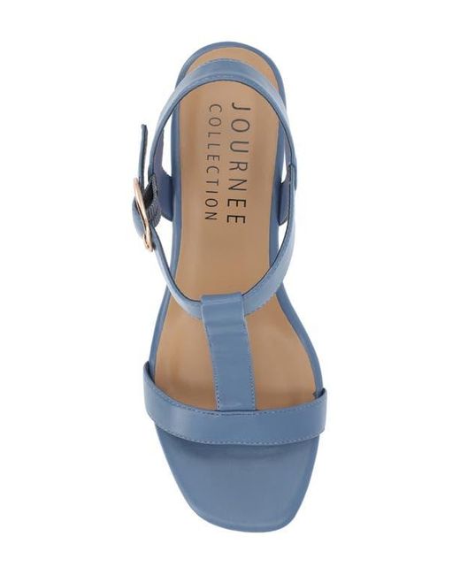 Journee Collection Blue Matildaa Tru Comfort T-Strap Platform Wedge Sandal