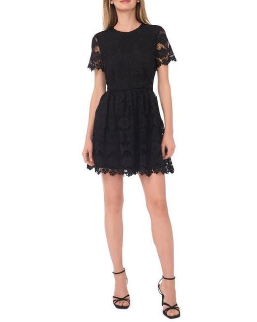 Ted Baker Black Simone Floral Lace Short Sleeve Minidress