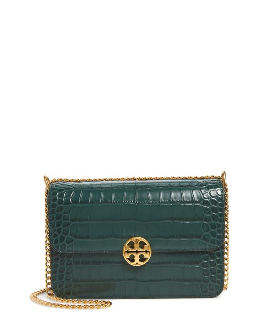 tory burch chelsea croc embossed convertible shoulder bag