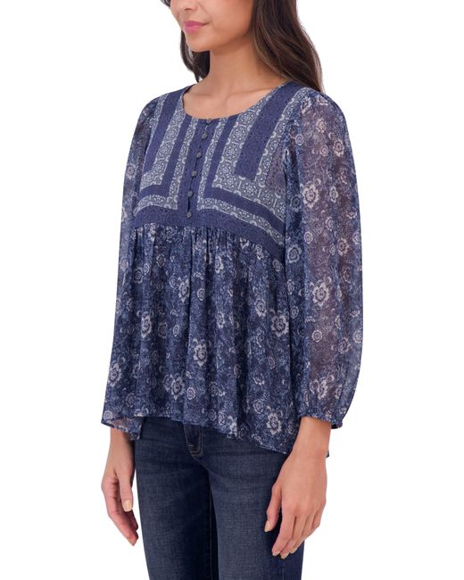 Lucky Brand Blue Floral Tunic