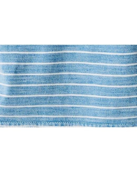 Faherty Brand Blue Stripe Short Sleeve Organic Cotton Polo for men