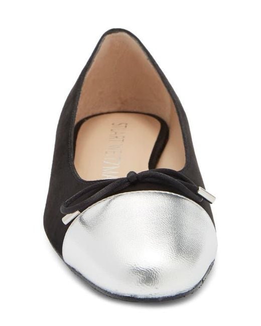 Stuart Weitzman Multicolor Sleek Cap Toe Bow Flat