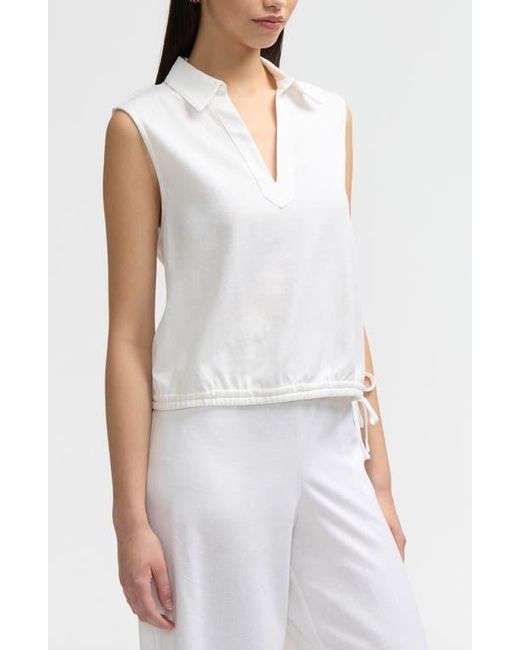 NVLT White Sleeveless Drawstring Hem Top
