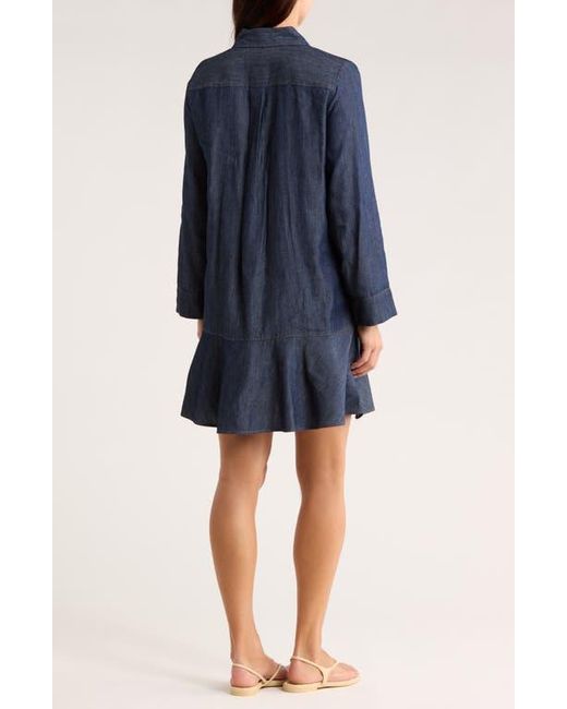 Tommy Hilfiger Blue Roll Sleeve Chambray Dress