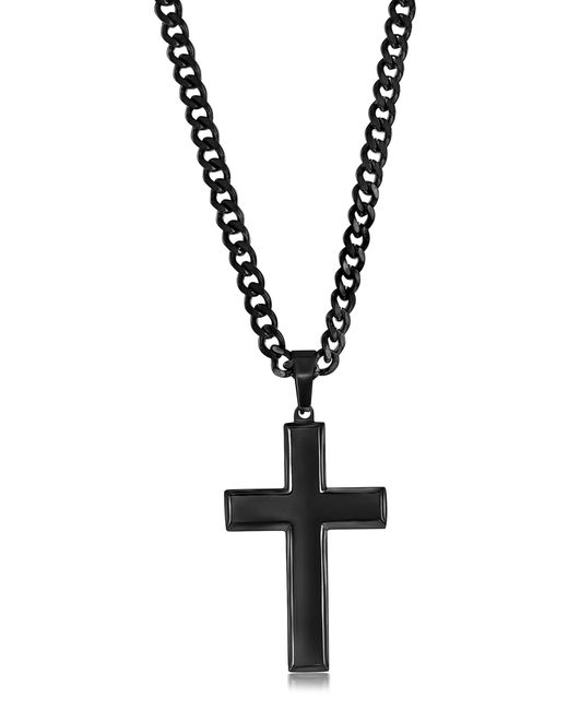 Black Jack Jewelry Black Stainless Steel Cross Pendant Necklace for men